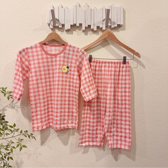 Moi & Du Red Gingham Checker With Lemon Big Kids Pajama PJ Set  NWT - Picture 1 of 8
